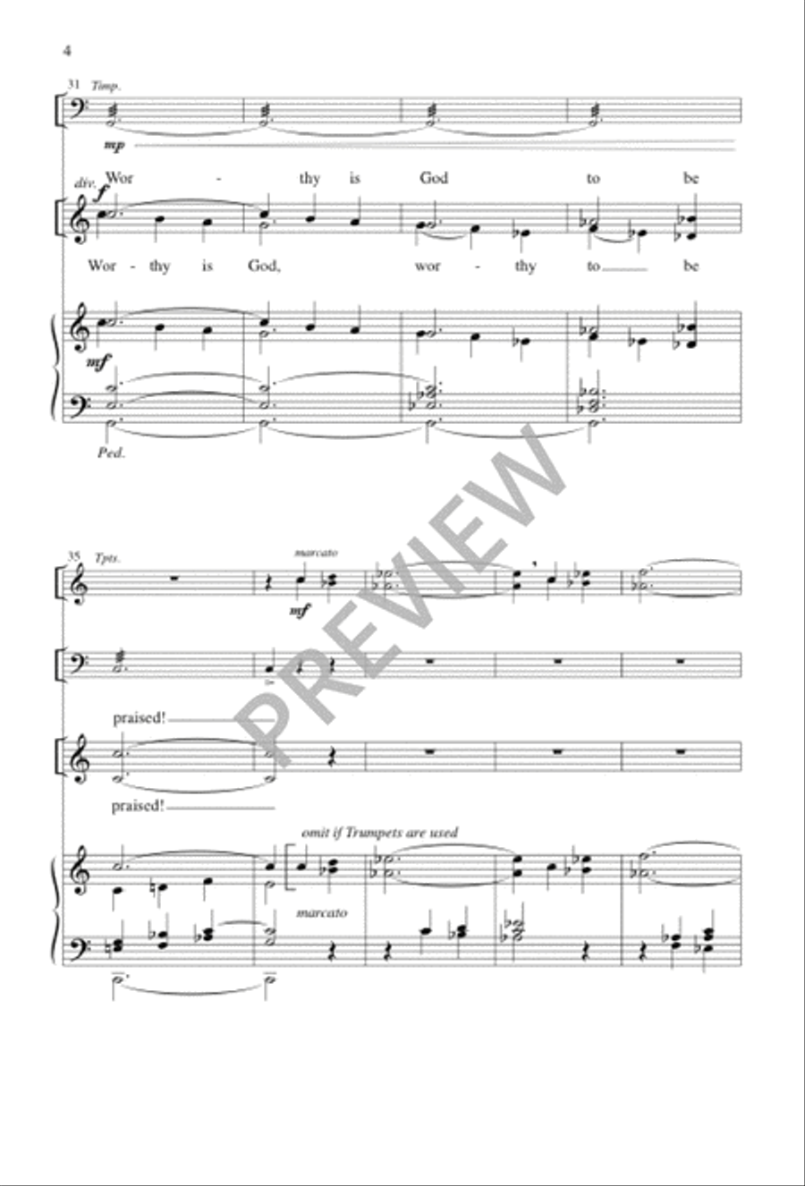 Worthy Is God to Be Praised 4-Part scores gallery preview page 4