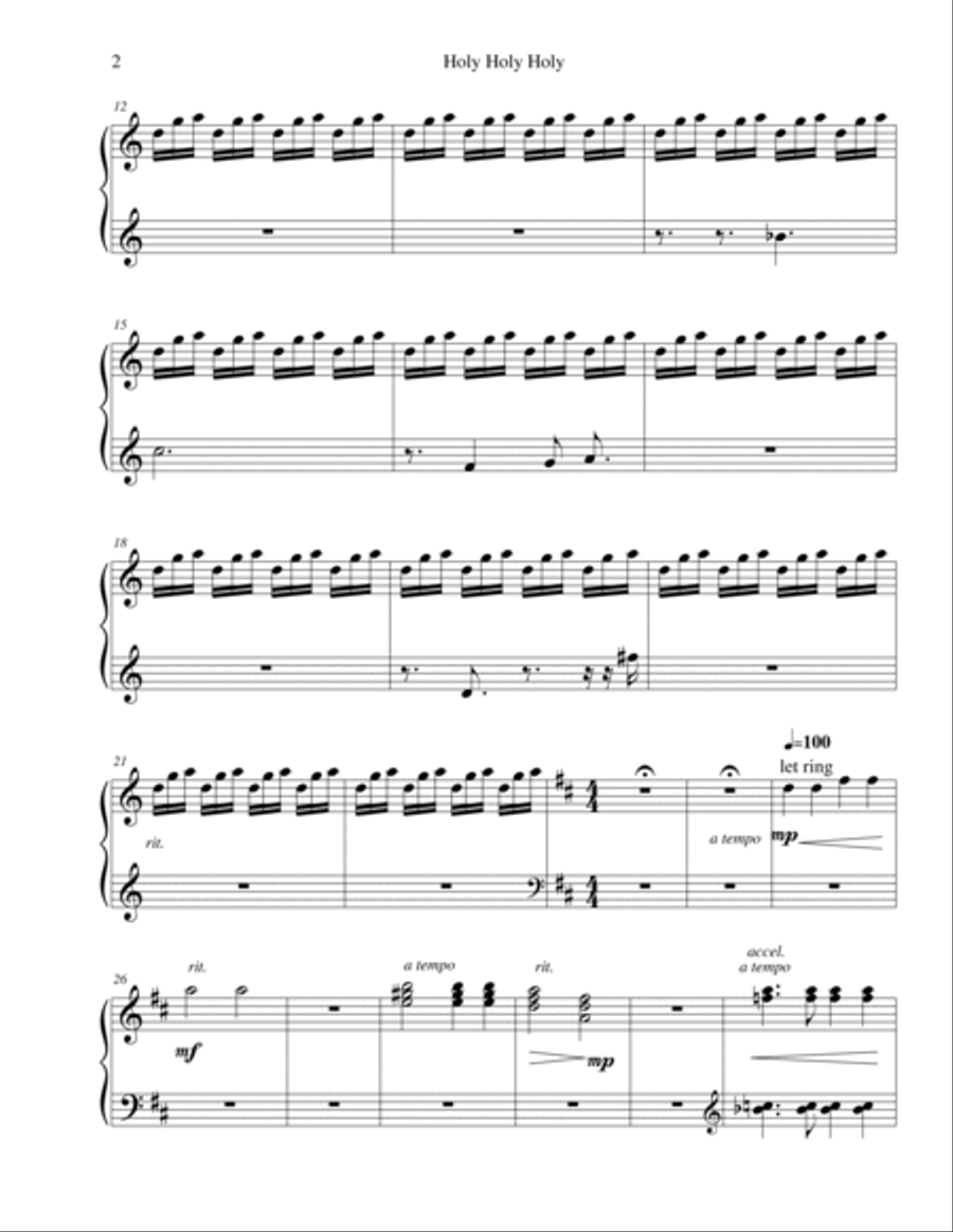 Holy Holy Holy (To Thee We Sing) Piano Solo scores gallery preview page 2
