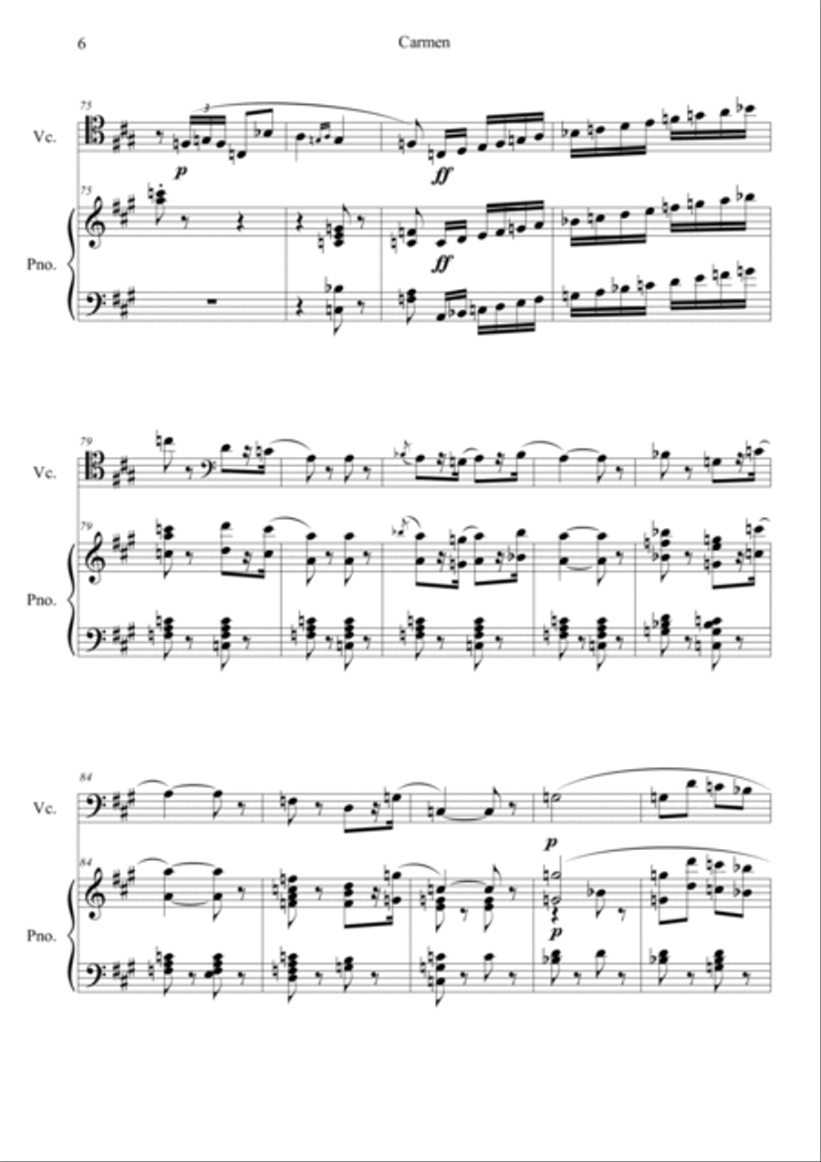 Carmen No.1 Prelude Piano scores gallery preview page 6