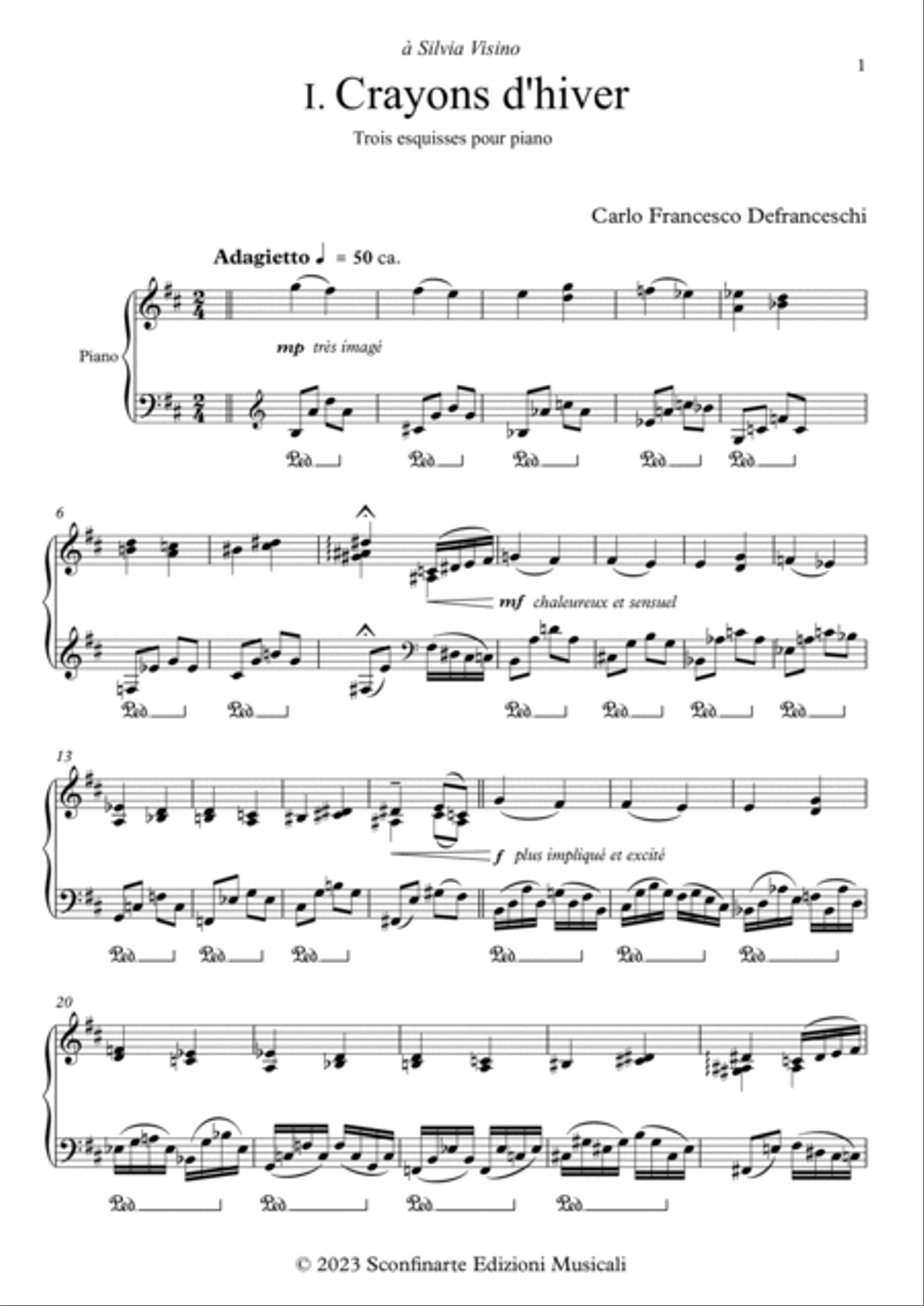 Carlo Francesco Defranceschi: Trois Esquisses (ES-23-019) Piano Solo scores gallery preview page 2