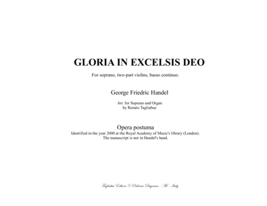 GLORIA IN EXCELSIS DEO - Handel - Arr. for Soprano and Organ 3 staff image number null