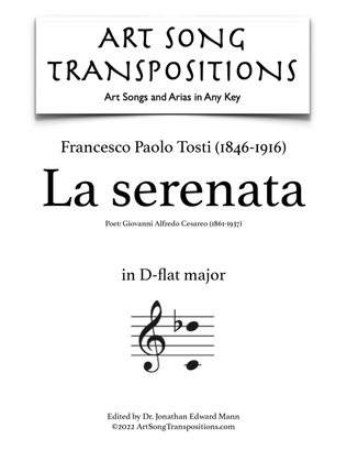 Book cover for TOSTI: La serenata (transposed to D-flat major)