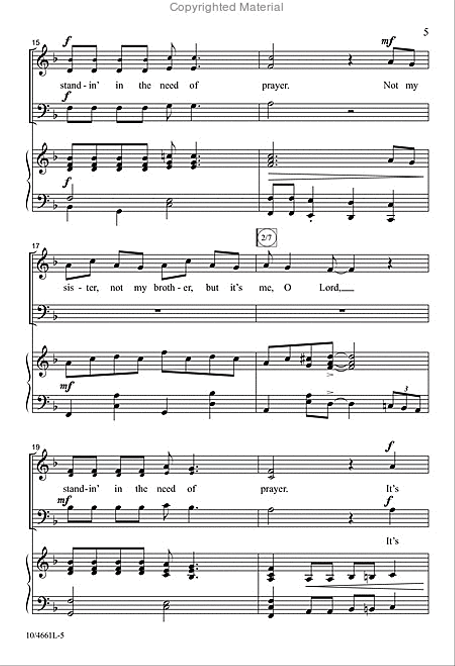Standin' in the Need of Prayer 3-Part scores gallery preview page 4