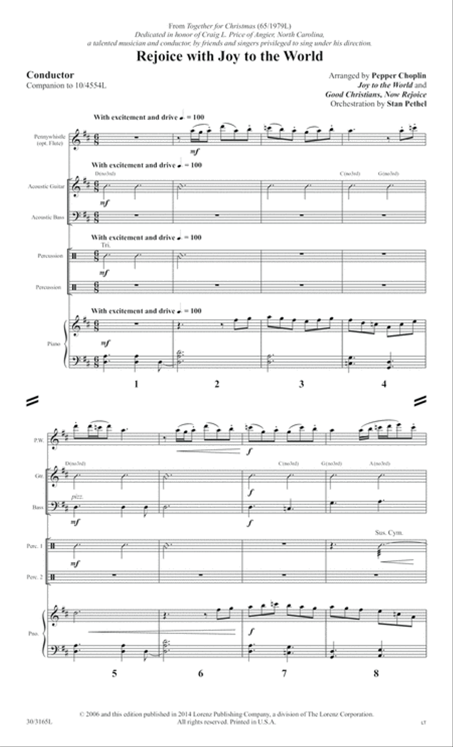 Rejoice with Joy to the World (Score only) Flute scores gallery preview page 3