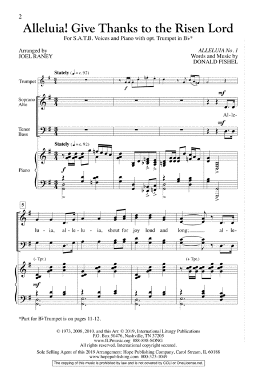 Alleluia! Give Thanks to the Risen Lord 4-Part scores gallery preview page 2