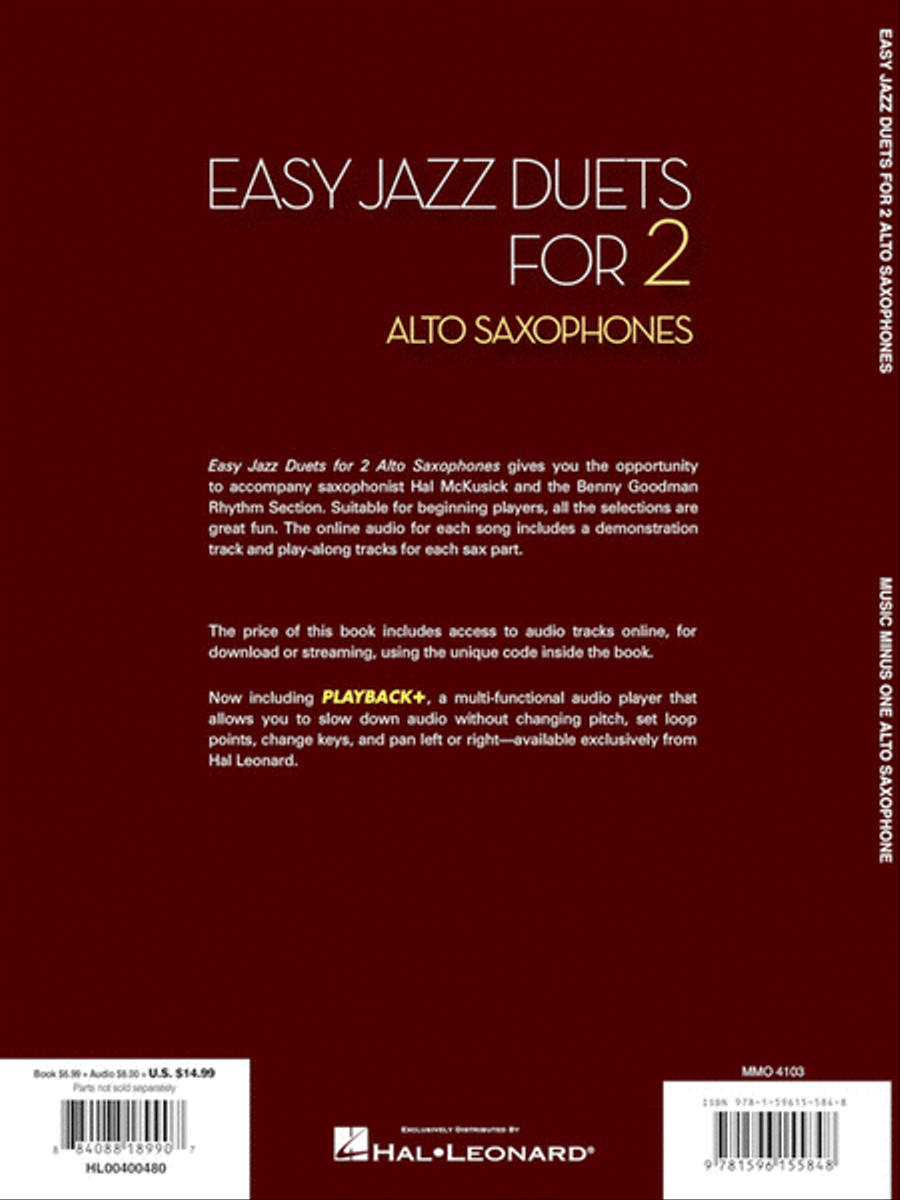 Easy Jazz Duets for 2 Alto Saxophones and Rhythm Section
