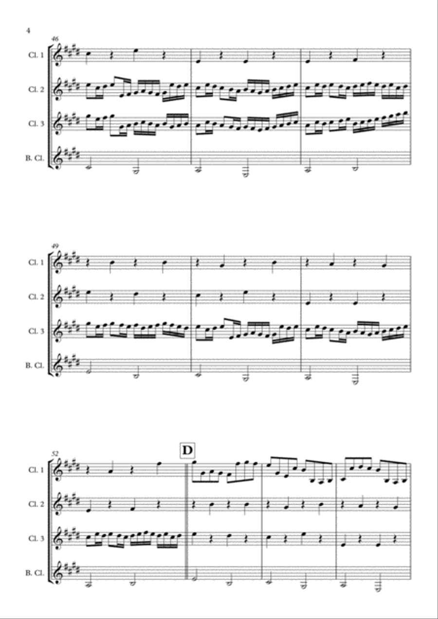Canon and Gigue in D for Clarinet Quartet Clarinet Quartet scores gallery preview page 6