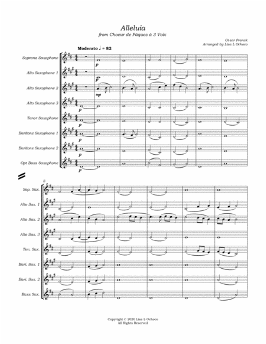 Alleluia from Choeur de Paques a 3 Voix for Saxophone Choir Woodwind Ensemble scores gallery preview page 5