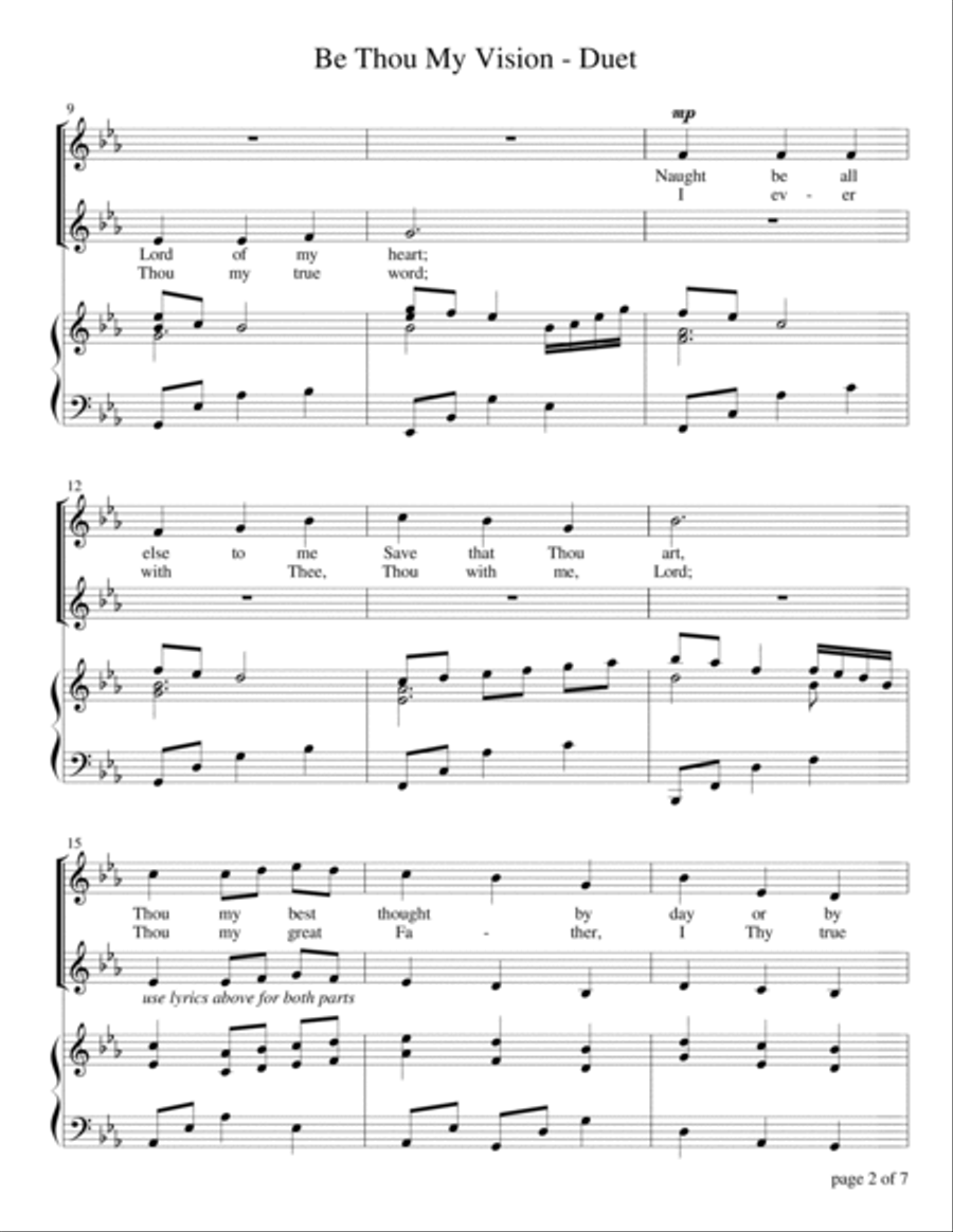 Be Thou My Vision (for SA or 2-part choir with Piano Accompaniment) SA scores gallery preview page 4