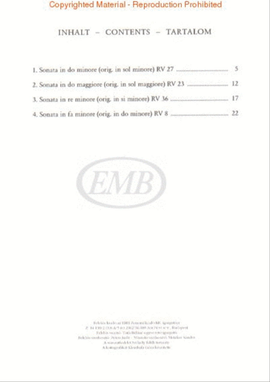 4 Sonatas for Recorder and Basso Continuo, RV 8, 23, 27, 36 Recorder scores gallery preview page 2