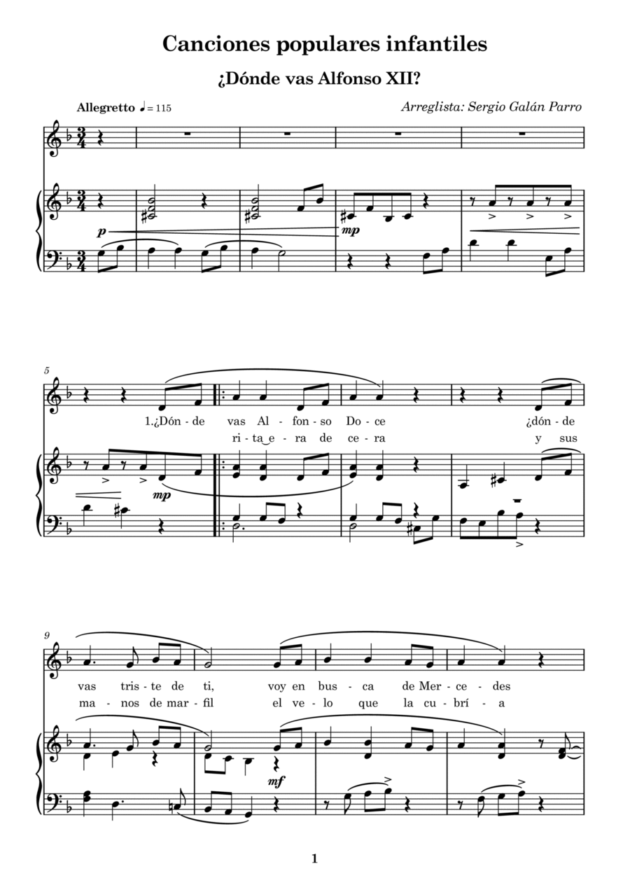 ¿Dónde vas Alfonso XII? ¿Dónde vas Alfonso XII? Voice scores gallery preview page 1