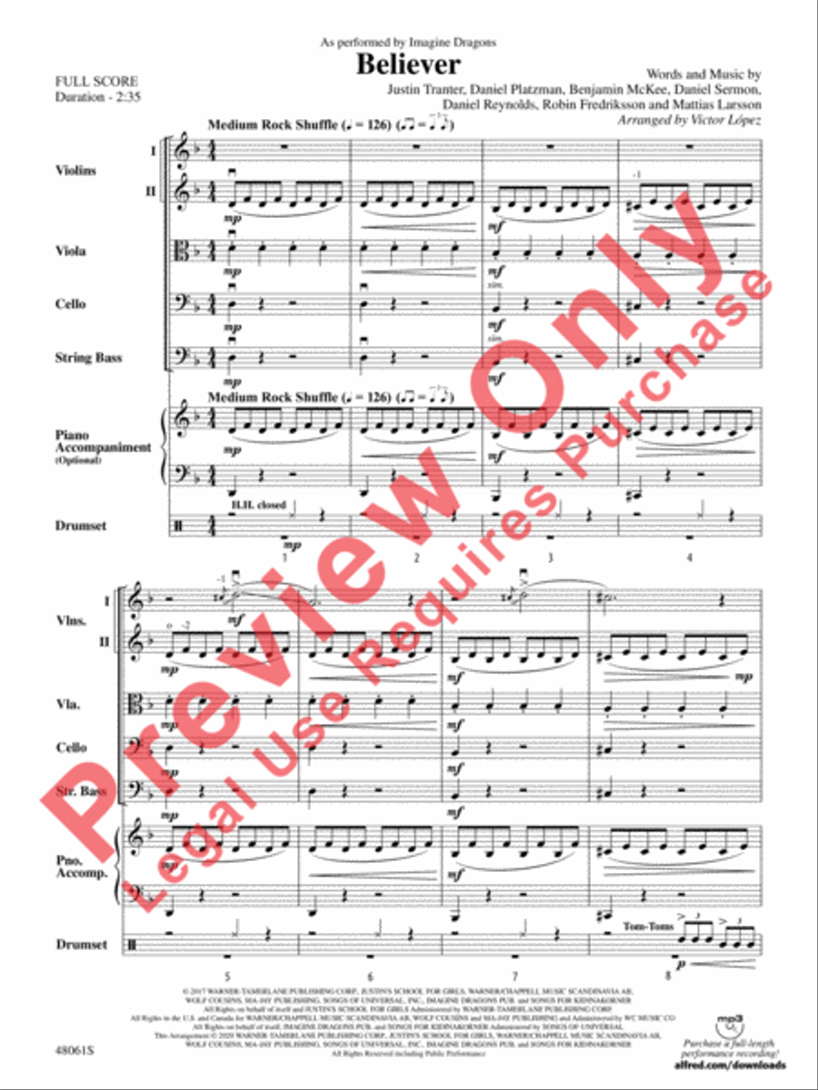 Believer String Orchestra scores gallery preview page 4