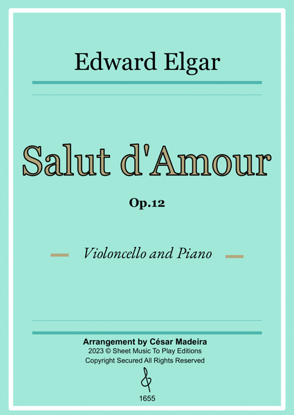 Salut d'Amour by Elgar - Cello and Piano (Full Score) image number null