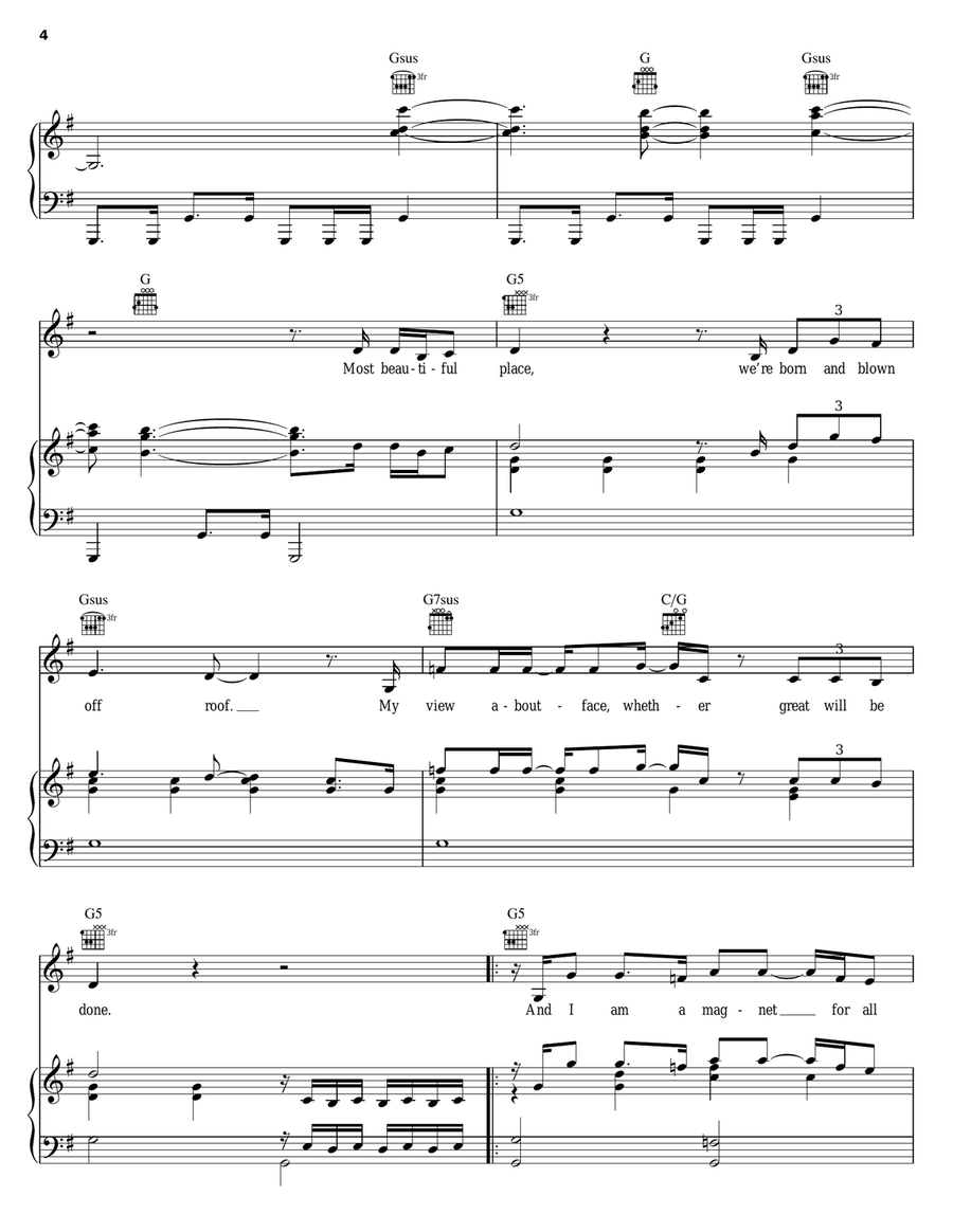 Wunderkind Piano, Vocal, Guitar scores gallery preview page 4