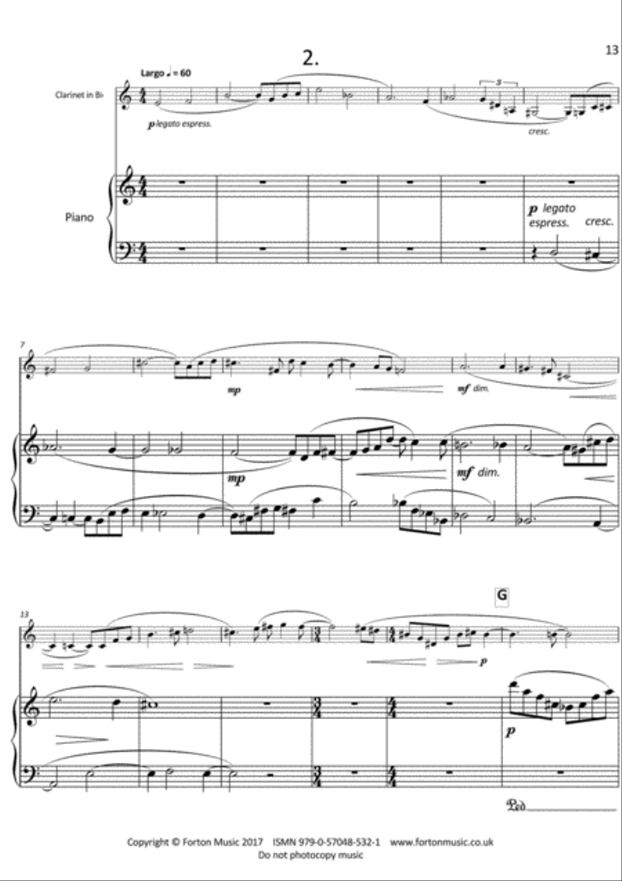 Sonata for Clarinet and Piano Clarinet Solo scores gallery preview page 2