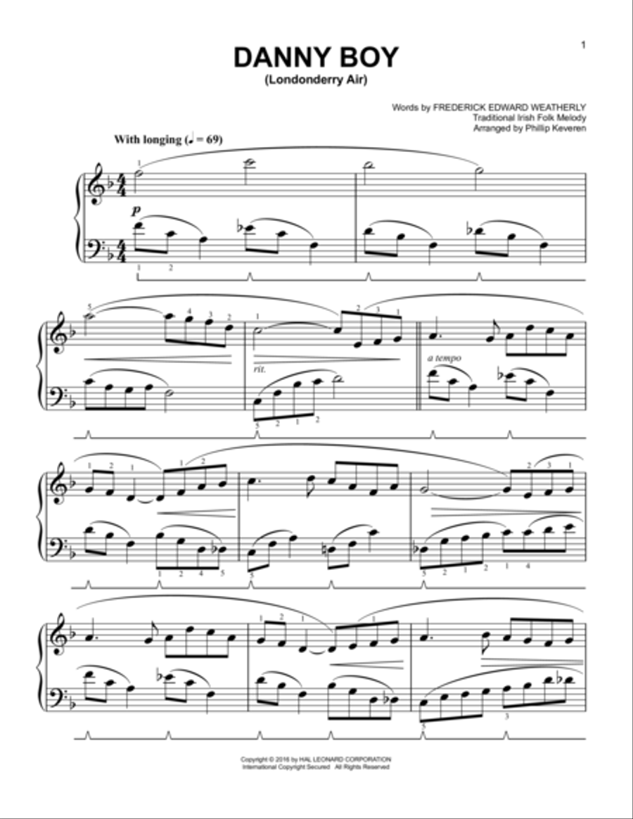 Danny Boy Easy Piano scores gallery preview page 1