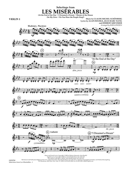 Selections from Les Miserables (arr. Bob Lowden) - Violin 1