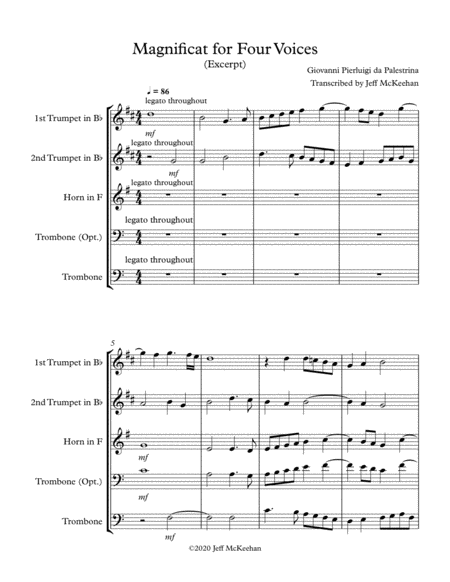 Magnificat for Brass Quartet (Palestrina) image number null