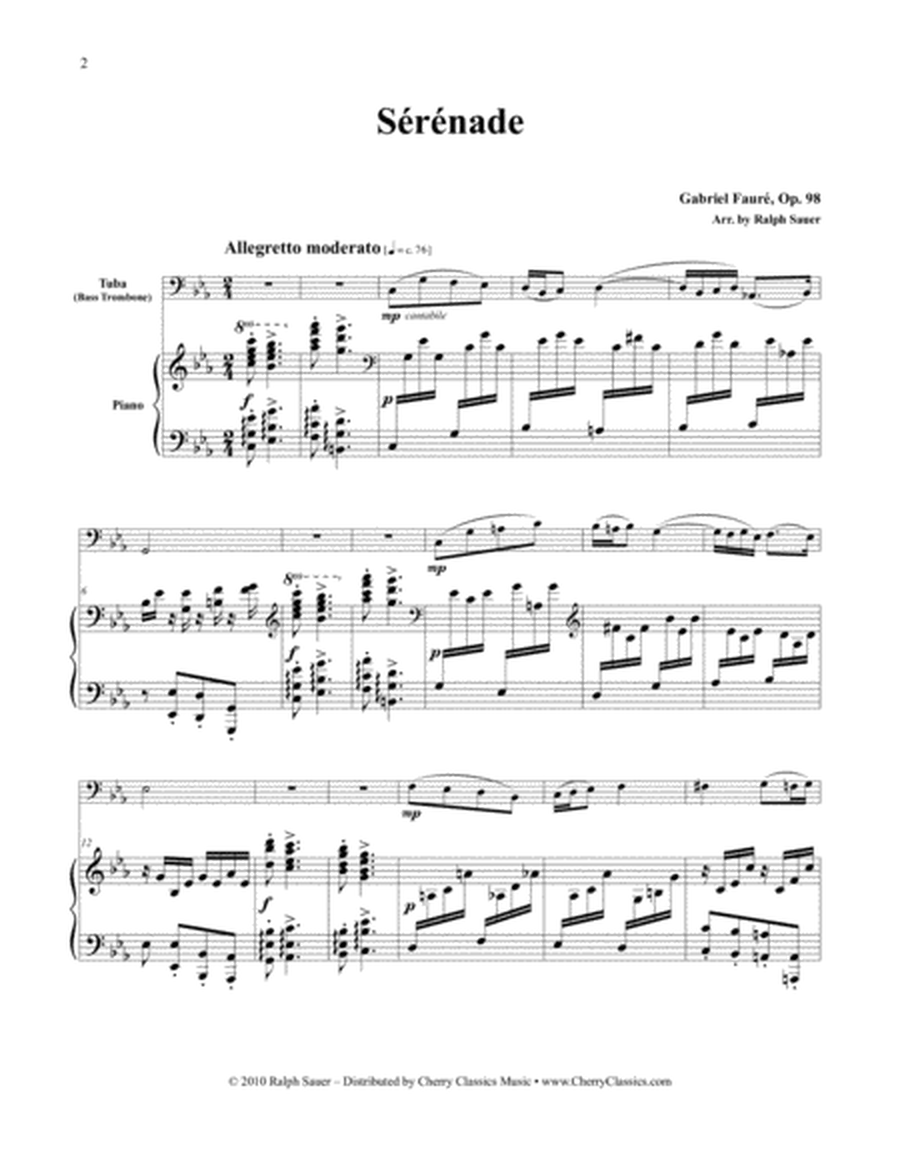 Sérénade, Op. 98 for Tuba or Bass Trombone & Piano