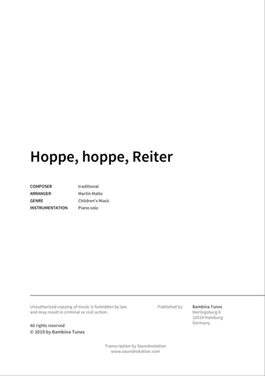 Hoppe, hoppe, Reiter Piano Solo scores gallery preview page 2