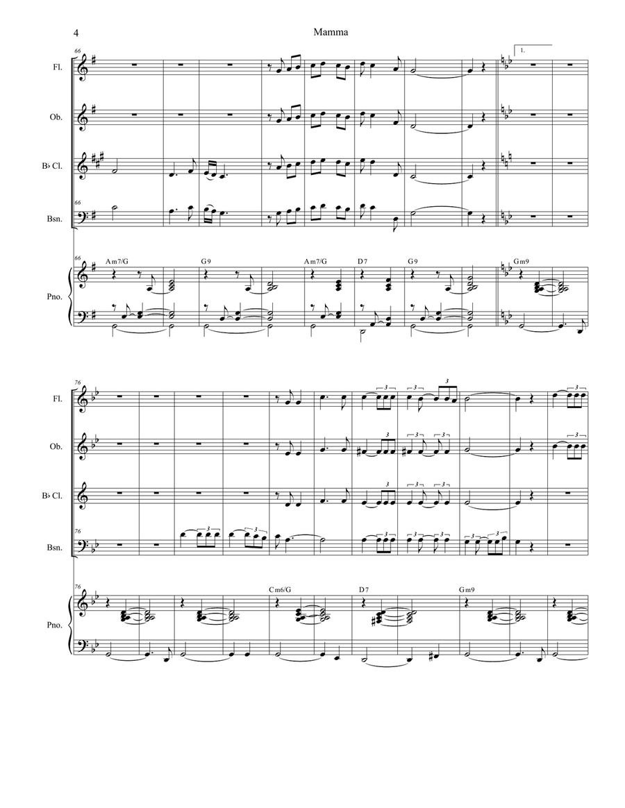 Mama (mamma) Woodwind Quartet scores gallery preview page 4