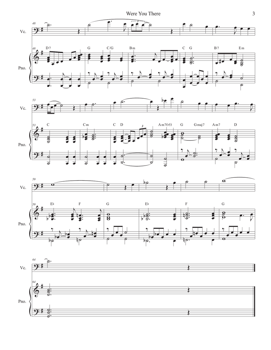 Were You There (Cello solo and Piano) Piano scores gallery preview page 3