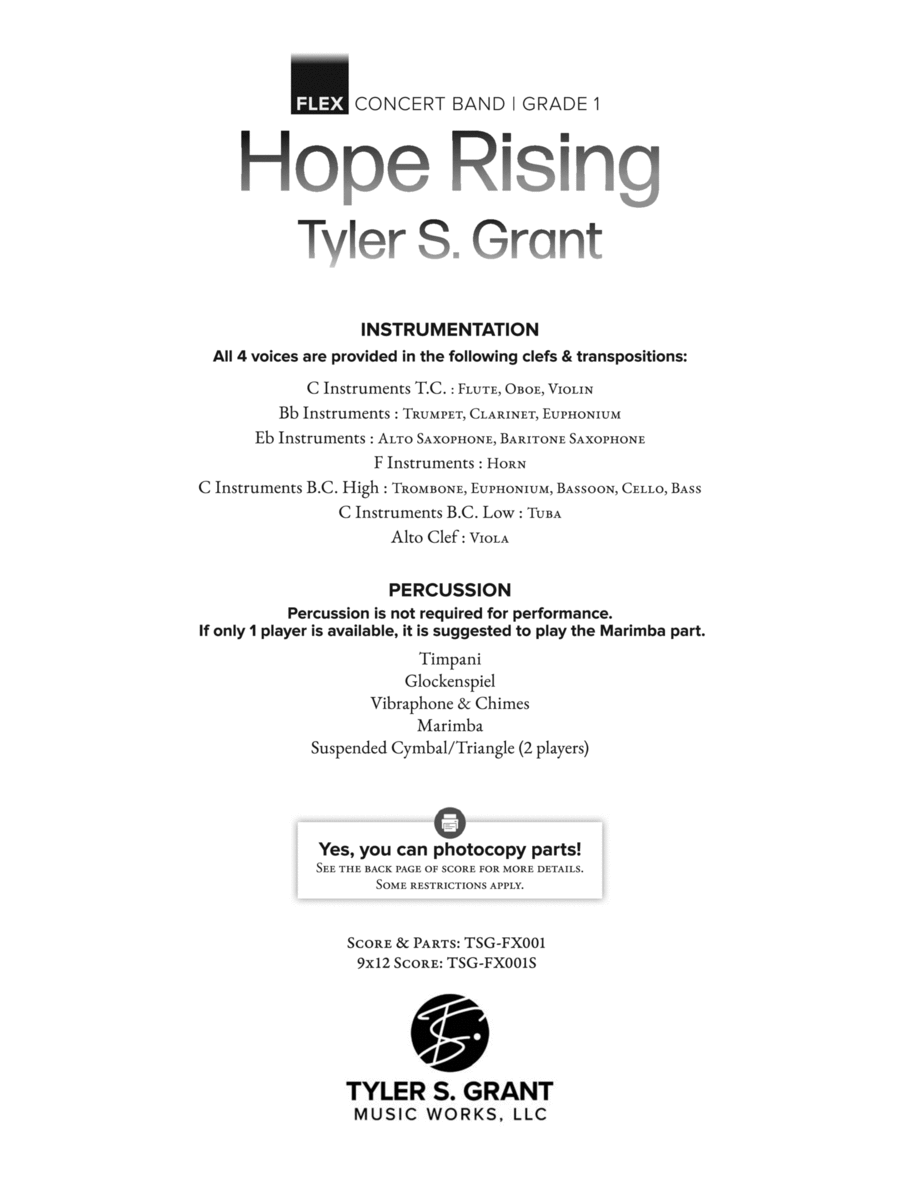 Hope Rising : Score Hope Rising : Score Concert Band scores gallery preview page 1