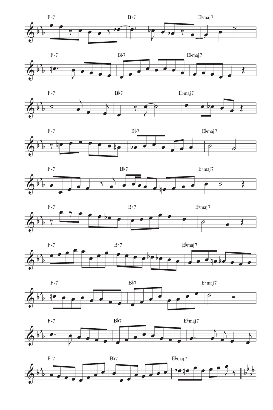 Jazz trumpet - 10 easy II-V-I licks Chet Baker in 12 keys B-Flat Trumpet scores gallery preview page 6