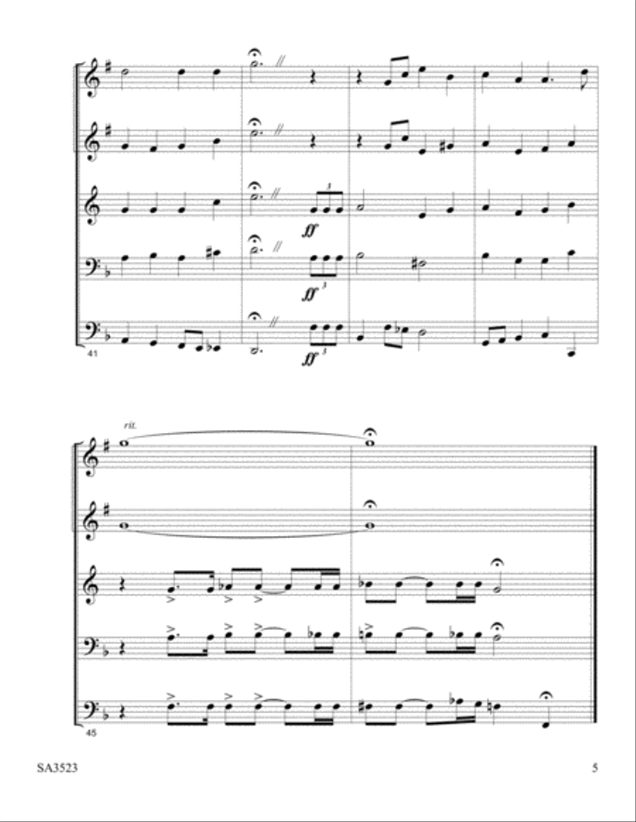 Eternal Father Medley Brass Quintet scores gallery preview page 5