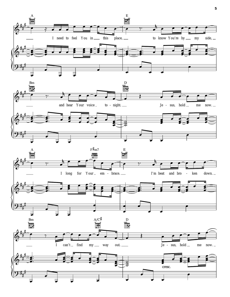 Jesus, Hold Me Now Piano, Vocal, Guitar scores gallery preview page 5