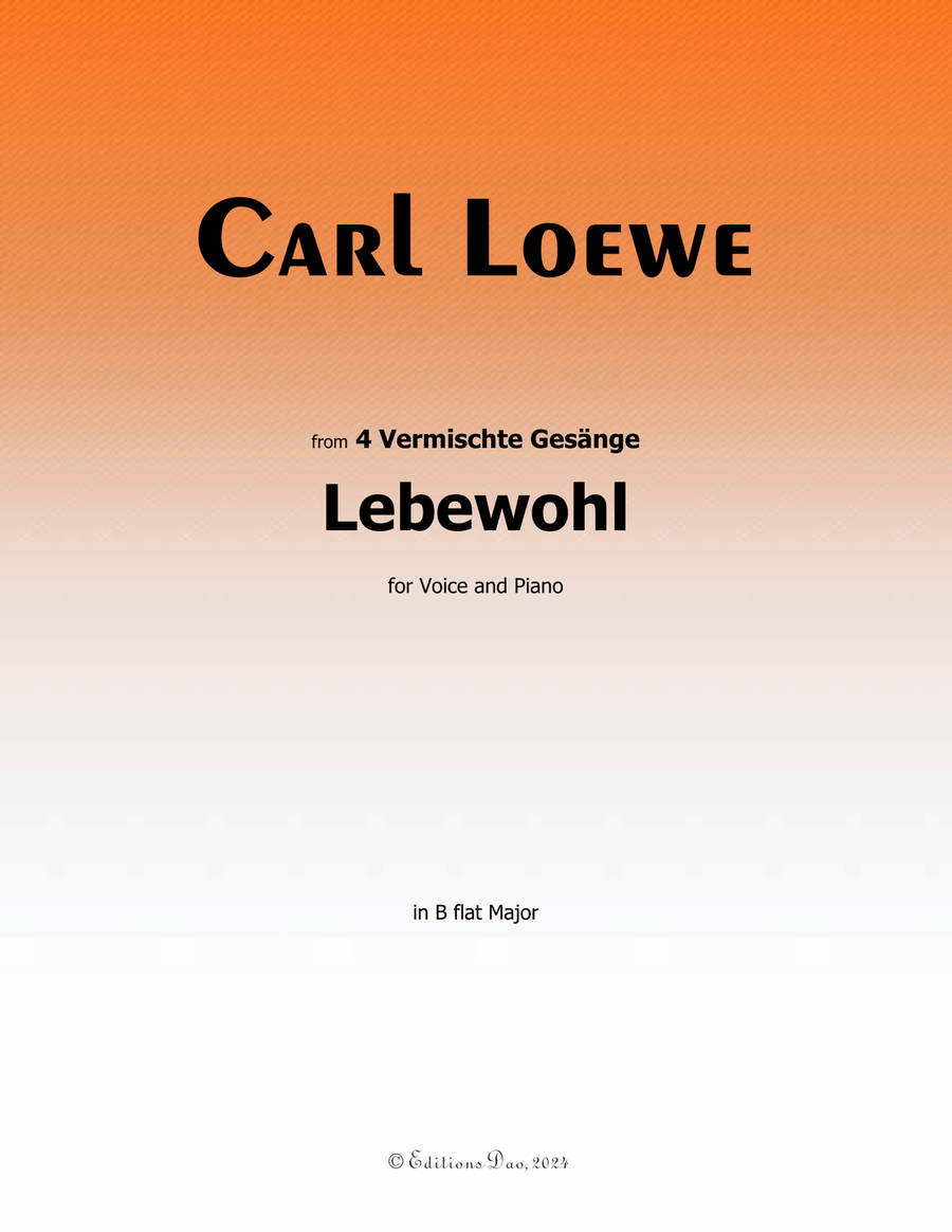 Lebewohl, by Carl Loewe, in B flat Major Piano, Vocal scores gallery preview page 1
