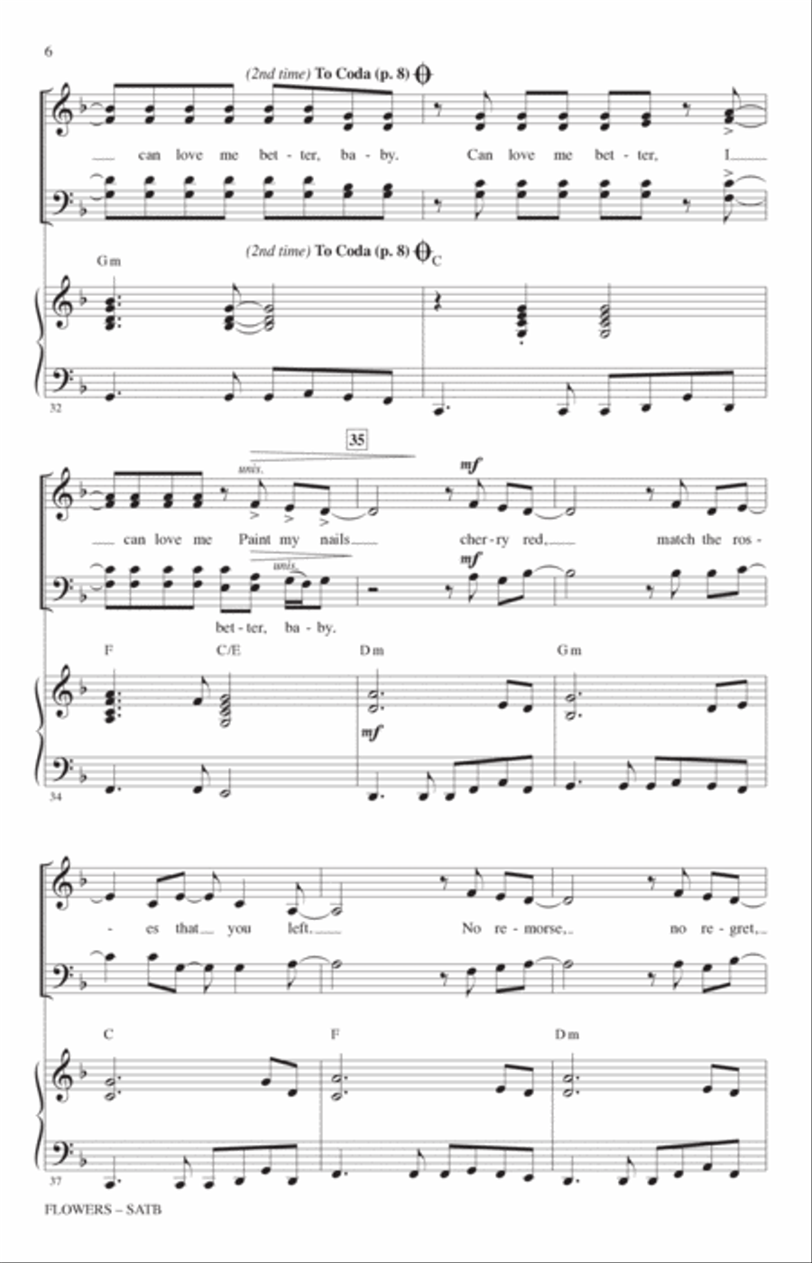 Flowers (arr. Mark Brymer) 4-Part scores gallery preview page 5