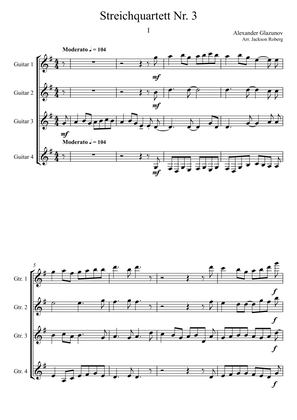 Book cover for Glazunov String Quartet No. 3 (Guitar Quartet)