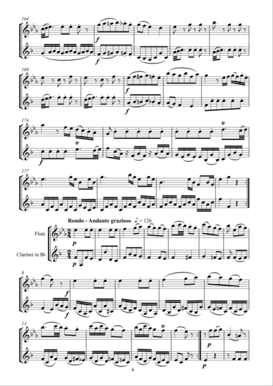 Mozart Sonata No. 26 arr. flute and clarinet Woodwind Duet scores gallery preview page 6