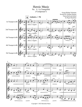 Heroic Music - No. 4. La Tranquillite (Bb) (Trumpet Quintet)