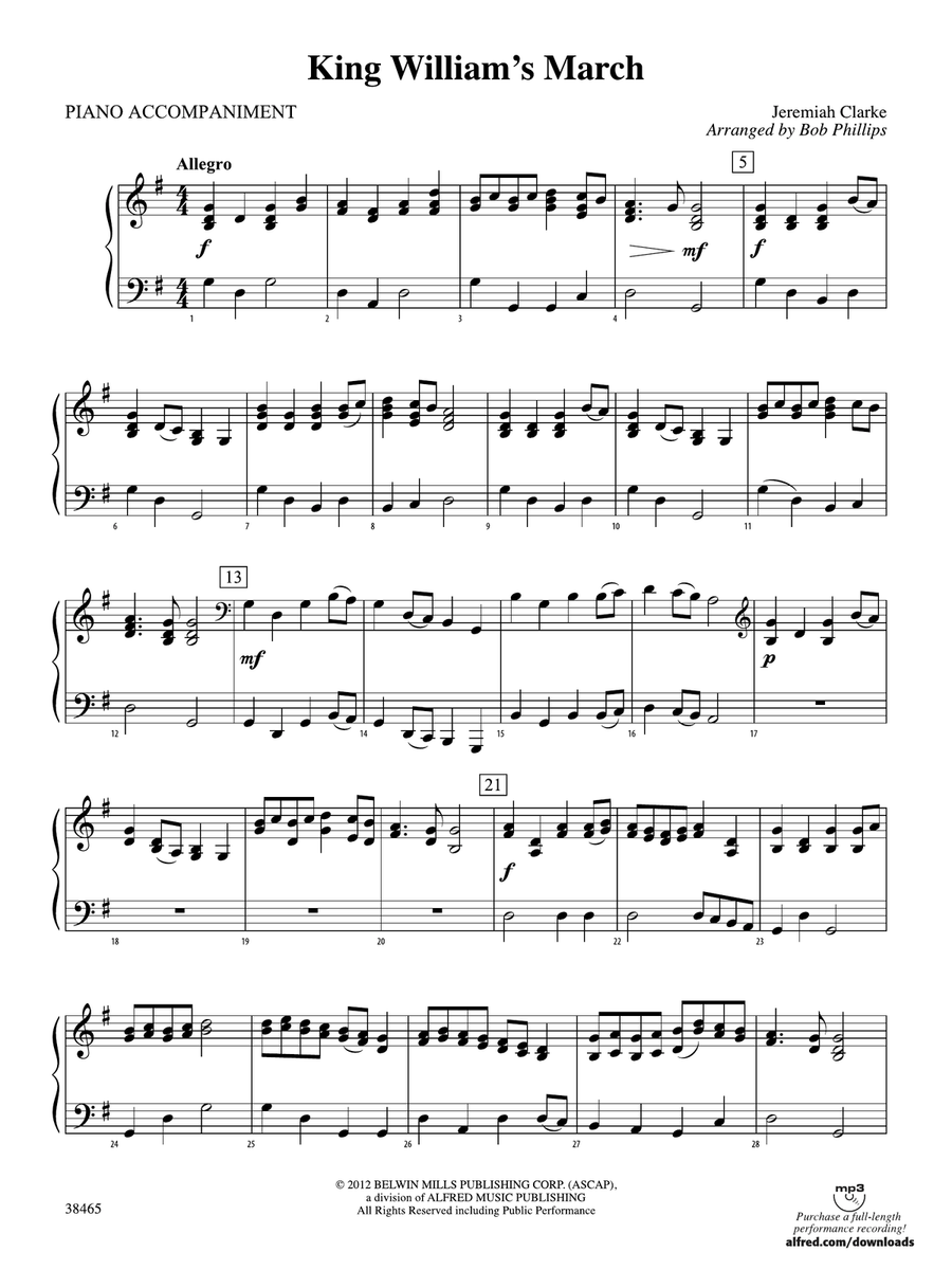 King William's March: Piano Accompaniment