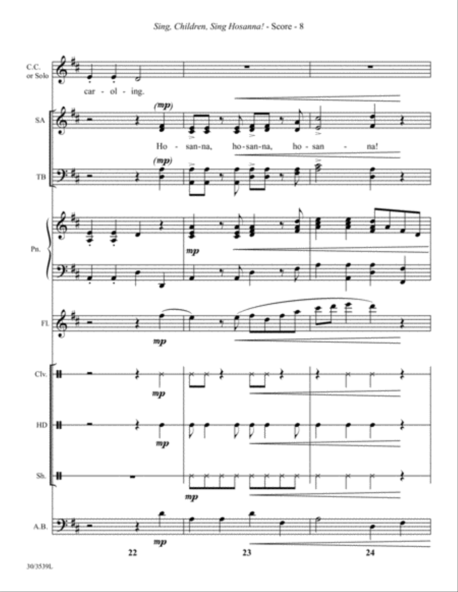 Sing, Children, Sing Hosanna! - Instrumental Ensemble Score and Parts Choir scores gallery preview page 9