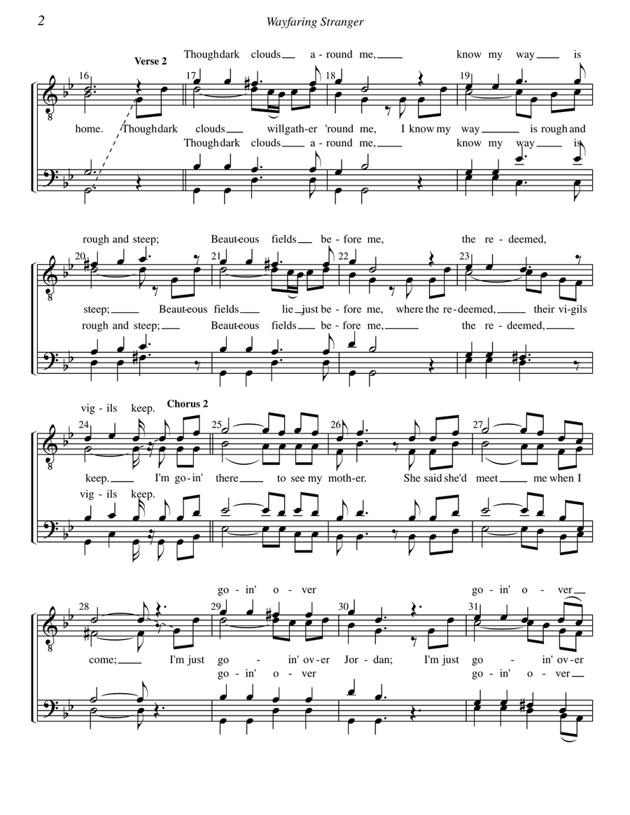 WAYFARING STRANGER (Poor Wayfaring Stranger) TTBB scores gallery preview page 2