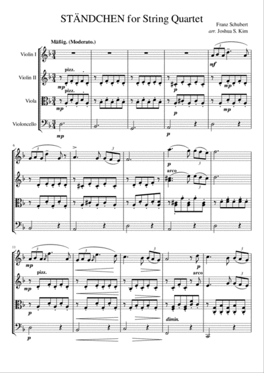 Serenade (Standchen, D957) for String Quartet String Quartet scores gallery preview page 2