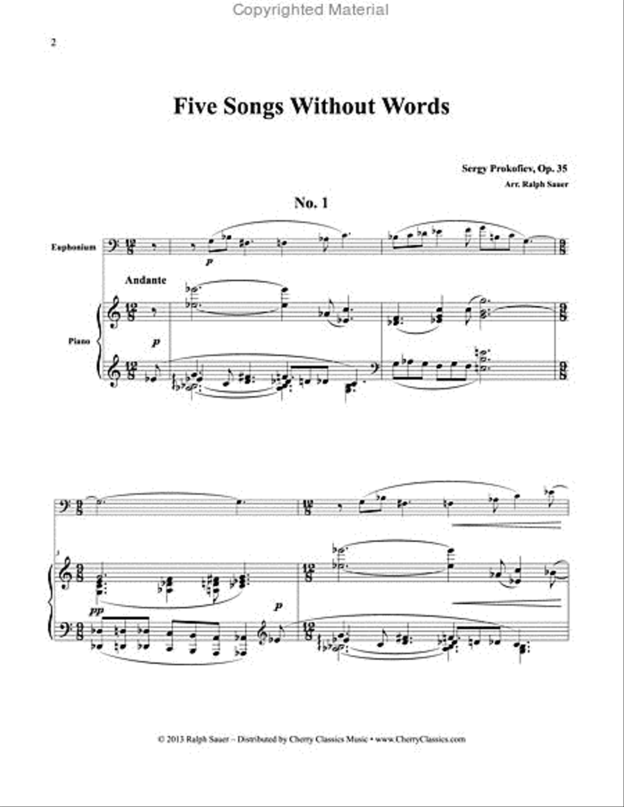 Five Songs Without Words for Euphonium & Piano