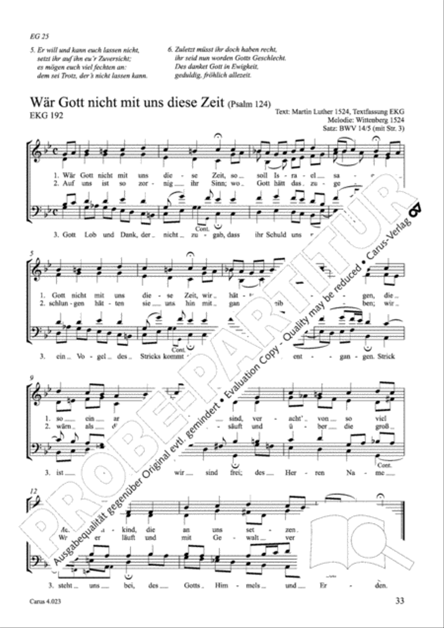 Luther Lieder in settings by J. S. Bach for mixed choir SATB 4-Part scores gallery preview page 34