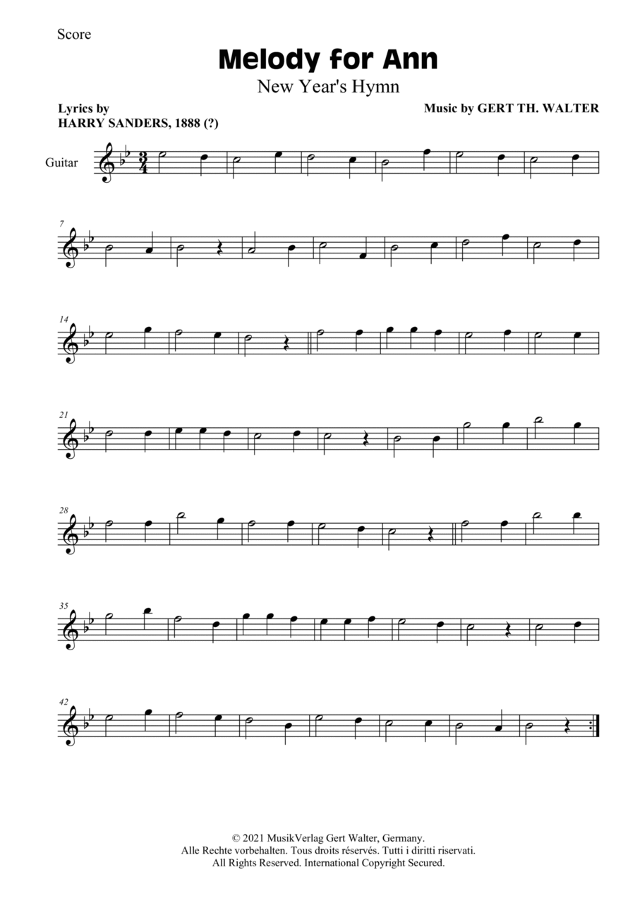 Melody for Ann Guitar Solo scores gallery preview page 1