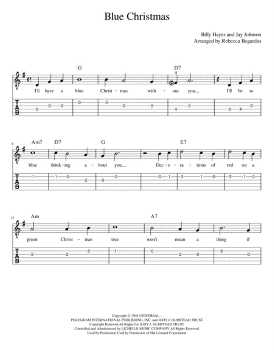 Blue Christmas Guitar Tablature scores gallery preview page 4