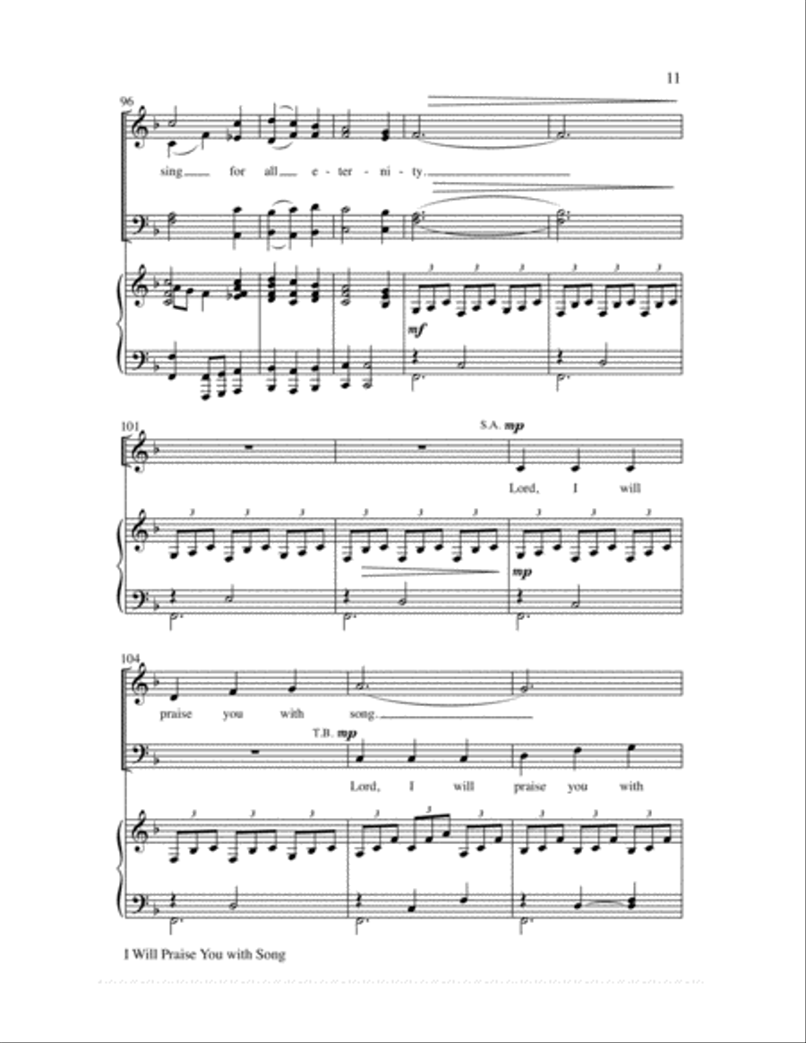 I Will Praise You with Song 4-Part scores gallery preview page 12