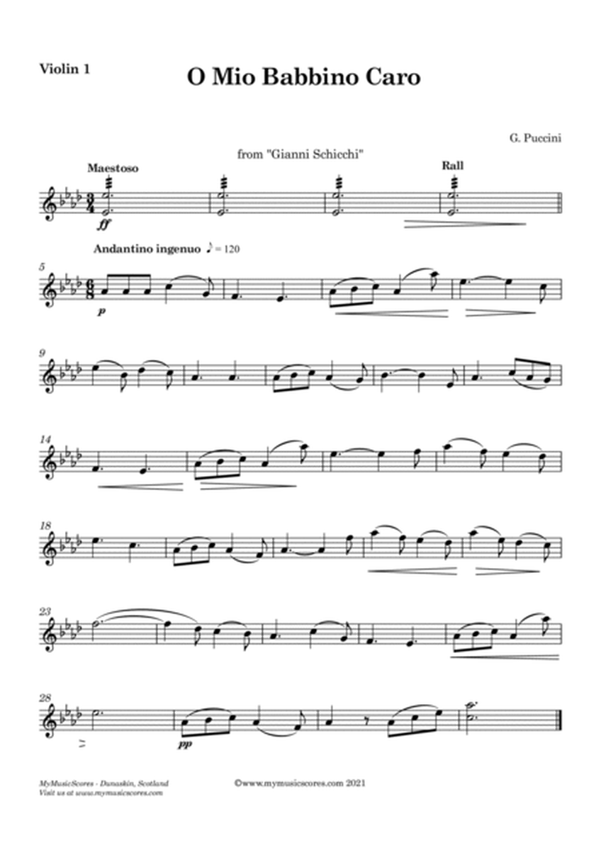 Puccini O Mio Babbino Caro" for String Quartet image number null