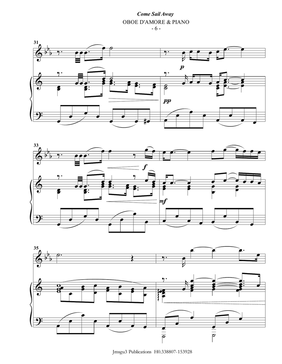 Come Sail Away Piano scores gallery preview page 6