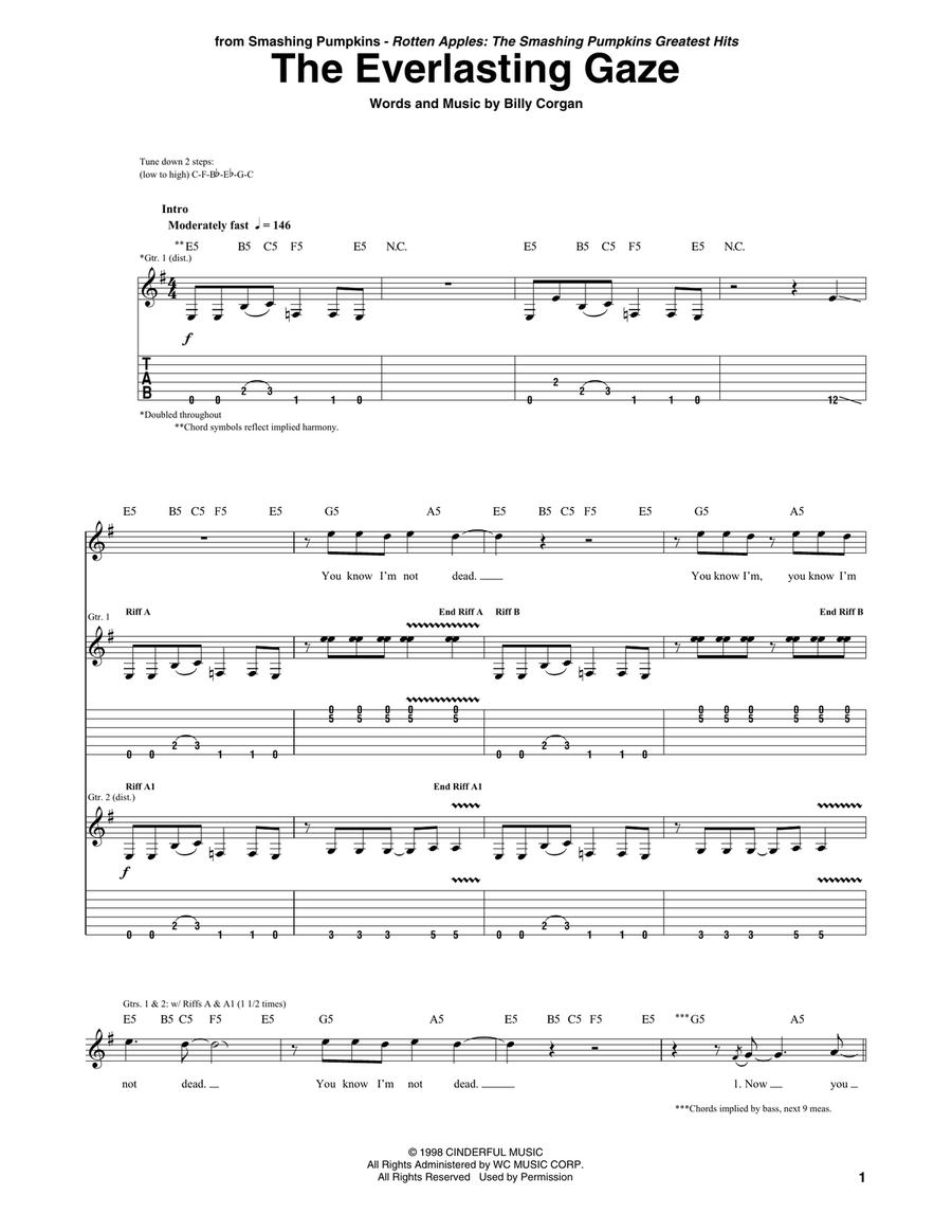 The Everlasting Gaze The Everlasting Gaze Guitar Tablature scores gallery preview page 1