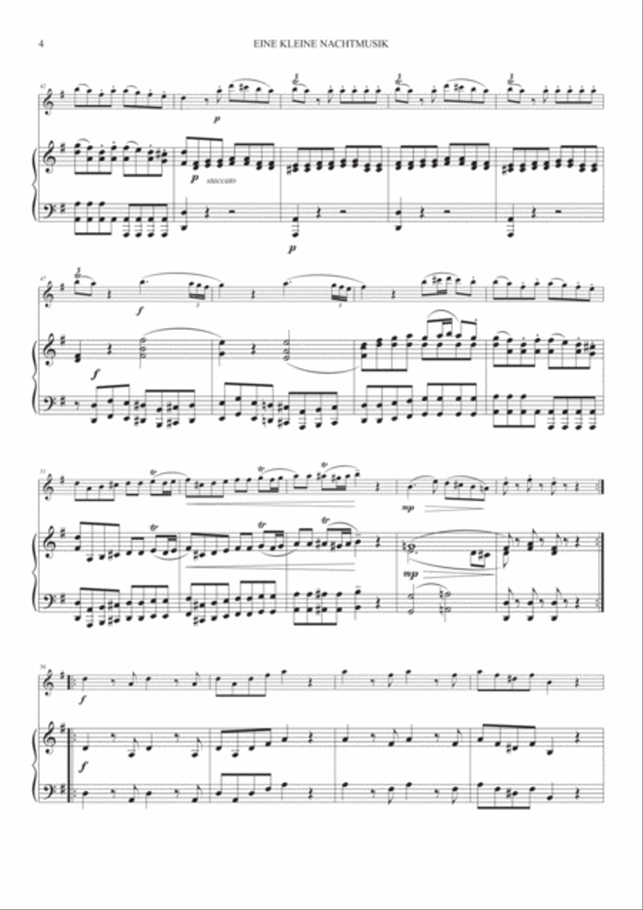 Eine Kleine Nachtmusik (1st Mov.) for Oboe and Piano Piano scores gallery preview page 4