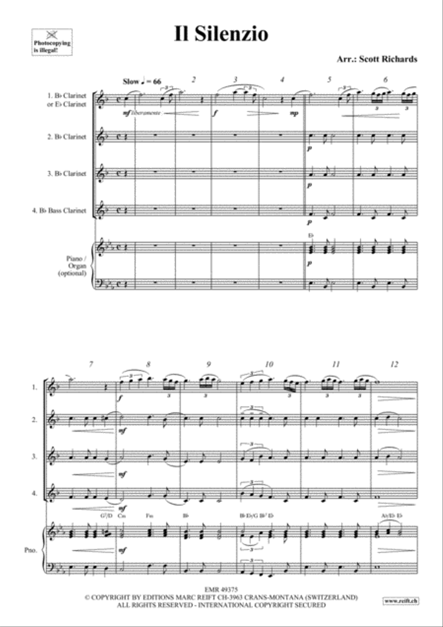 Il Silenzio Clarinet Quartet scores gallery preview page 3