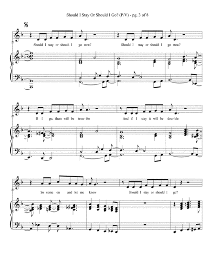 Should I Stay Or Should I Go Piano, Vocal, Guitar scores gallery preview page 4